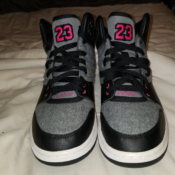 pink and black jordans girls